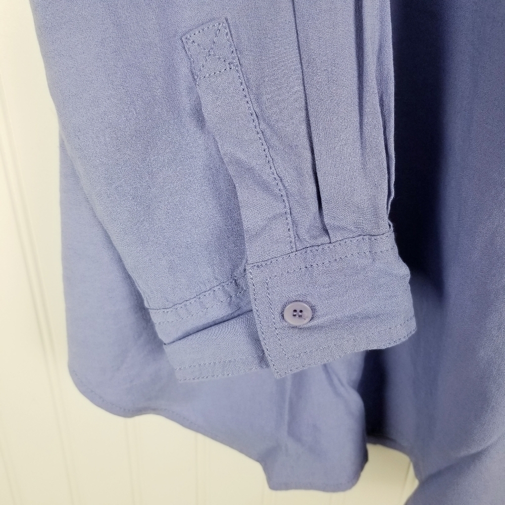 Eileen Fisher Lavender Long-Sleeve Henley Tunic Top - Picture 6 of 9
